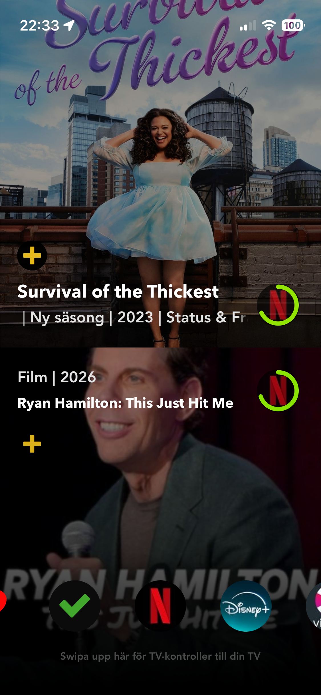 WatchBox results screen with Netflix and Disney Plus availability